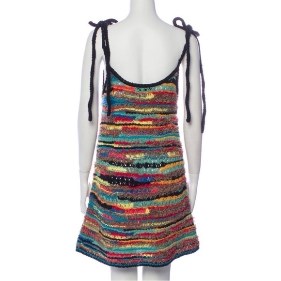 ALANUI Over The Rainbow Crochet Mini Dress Brown Yellow multicolor Large - Picture 5 of 12